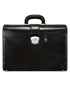 Men's Luxury Black Leather Lawyer Briefcase made in Italy