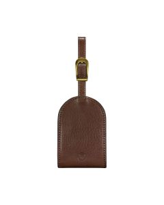 Soft Brown luxury leather luggage tag with window
