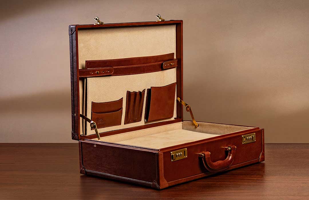 Buroni Men’s Italian Leather Large Attaché Briefcase - Maxwell-Scott